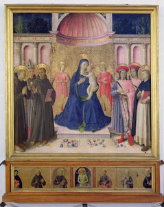The Bosco ai Frati Altarpiece: The Virgin and Child enthroned with two angels between SS. Anthony of Padua, Louis of Toulouse and Francis and SS. Cosmas and Damian and Peter the Martyr by Fra Angelico